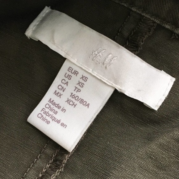 H&M Floral Bird Patch Cotton Green Jacket XS - Picture 7 of 9